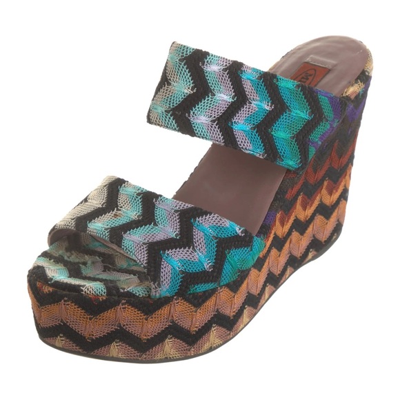 Missoni Shoes - 37.5 | Missoni Classic Zigzag Fabric Wedges | Jewel Tones Slides